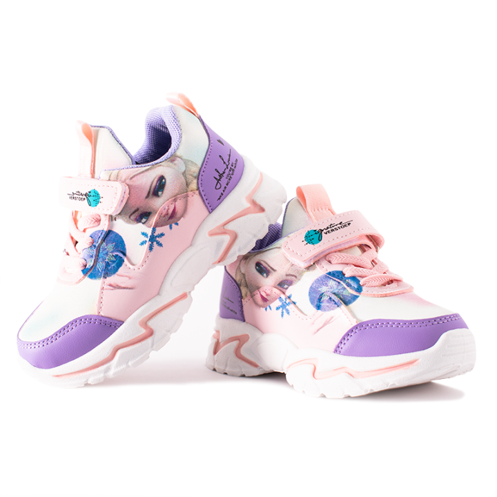 Kid Girl Frozen Print Purple Sneakers