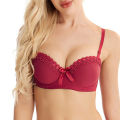 Hot Selling Fashion ladies lingerie no-hoop butterfly embroidery bra girl pleated anti slip big chest show small bra. 
