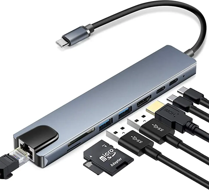 Genuine%20USB%20C%20Hub%20(8%20in%201%20Multifunction%20Adapter%20for%20MacBook%20&%20Windows)%20/%20USB%20Docking%20Station%20/%204K%20HDMI,%20HDTV,%20SD/TF%20card,%20RJ45,%20USB%20C%20-%20Image%202