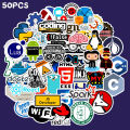 Artsy Home Tech Enthusiast Sticker Pack 25/50pcs - Colorful Computer Coding & Programming Decals for Mac. 