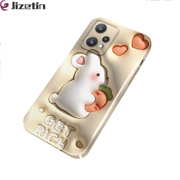 Jizetin for Realme 9 Pro / OnePlus Nord CE 2 Lite 5G Back Cover Cute Rabbit Luxury Slim Hard Crashproof Mobile Phone Case