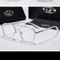 Transparent Lens & Square Polycarbonate Frame Sunglasses For Men - Sliver | Fashion Square Sunglasses For Men. 