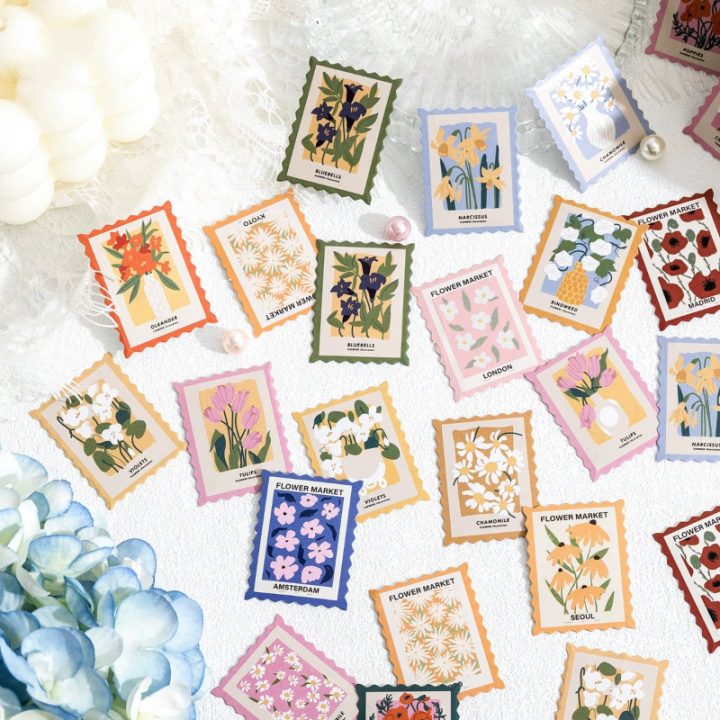 RHS Online 46PCS Flower Post Office Series Box Stickers Diary ...