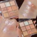 Cream Peach Eyeshadow Palette Sequins Pearlescent Eye Contour Glitter Pigment Shadow Pallete Cute Makeup Beauty Cosmetics. 