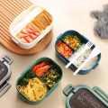 1200ml Lunch Bento Box Foldable Handle Double Layers 2 Tiers with Spoon and Fork No Ratings. 