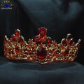 Jewels of Nepal Golden Red Faux Crystal Studded Stunning Bridal Crown/Hair Embellishment For Women. 