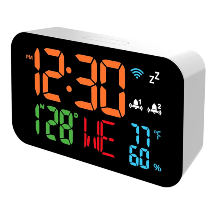 OUMERY Tuya WiFi Clock Calendar Intelligent Thermometer Hygrometer with Digital LED Display Support WIFI Auto-Calibration