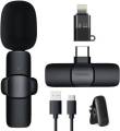 2.4GHz 2 In 1 Wireless Microphone, Digital Mini Portable Recording Clip Mic With Receiver for All Type-C Lightning Mobile Phones Camera Laptop. 