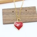 Yuanyan Red Color Heart Pendant Chain Necklace For Women Punk Minimalist Tiny Clavicle Collar Jewelry Wholesale Hiphop Wedding Gift. 