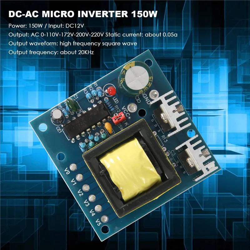 150W Car DC 12V to AC 110V 220V Power Inverter Charger Converter Boost Board - A