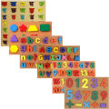 Wooden Educational Puzzle Combo Set (Nepali Varnamala, Numerical Numbers, Geometric Shapes, Upper & Lower-Case English Alphabets) Learning Toy Board. 