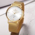 NAVIFORCE Top Brand Luxury Golden White  Fashion Business Casual Premium Pretty Waterproof Warranty Wristwatch Watch For Women. 