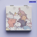 DISICHEN 【Customizable】 Square Cute pattern Trendy Lightweight Mini size Mini folding makeup High-definition Double-sided for Traveling Makeup on the go Daily -ups Teenagers Gift idea. 