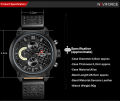 NAVIFORCE Nf9068 Chronograph Watch With Leather Strap For Men - Black | Fashion Leather Band Watch For Men. 