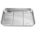 9 Inch Toaster Oven Tray and Rack Set, Small Stainless Steel Baking Pan with Cooling Rack,Dishwasher Safe Baking Sheet. 