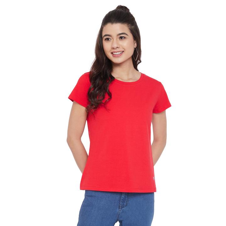 Comfort Round Neck T-Shirt For Women (CL-RED)