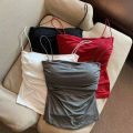 Top casual short sleeveless vest strap bra women's tank top summer suspender built-in thin tank top t-shirt top solid color. 