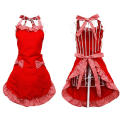 Red/Black Uniform Apron Cute And Sweet Polyester Hanging Neck Apron Adjustable Apron for Cafe  Specialty Restaurant Flower Shop Art Training Class Shopping Guide Event Display Service Bakery Studio. 