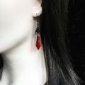 Black Bat Earrings with Red Teardrop Beads, Earrings, Gothic Jewelry, NMP. 