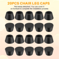 20PCS Black Chair Couch Table Rubber Furniture Leg End Caps 16mm Dia. 