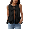 Summer Tie Front Vest Top Black XS. 