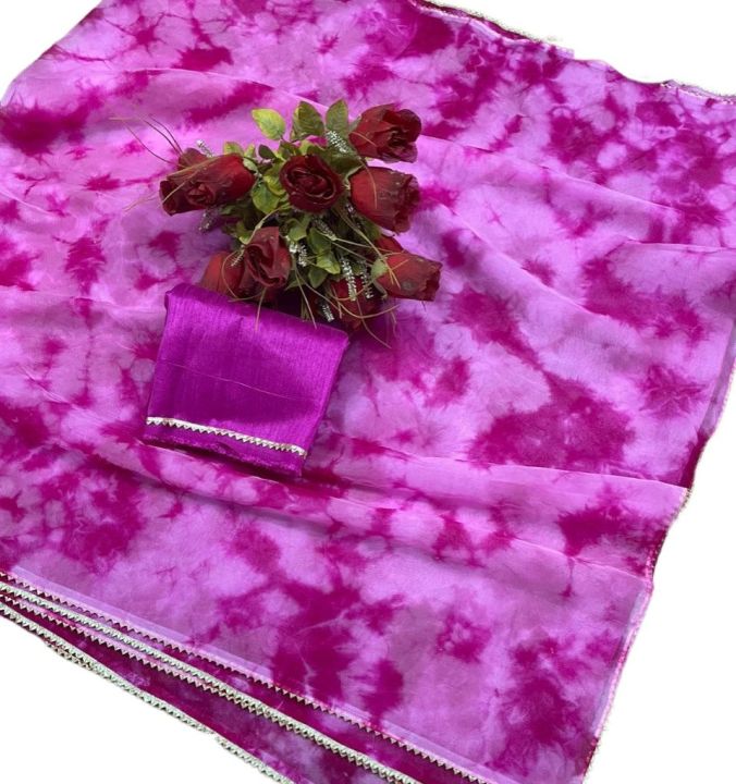 Saree%20For%20Women.%20Organza%20Party-Wear%20Bollywood%20Stylish%20Lightweight%20Saree%20Pink%20&%20Blue%20With%20Unstitched%20Blouse%20-%20Image%203