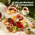 Eco-Friendly Transparent Bamboo Cheese Board Divided Grid Square Shape Bamboo Cheese Tray Portable with Lid Serving Platter Camping. 