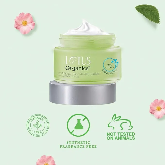 Lotus Organics+ Divine Restorative Night Cream with Macadamia Nut Oil 50g