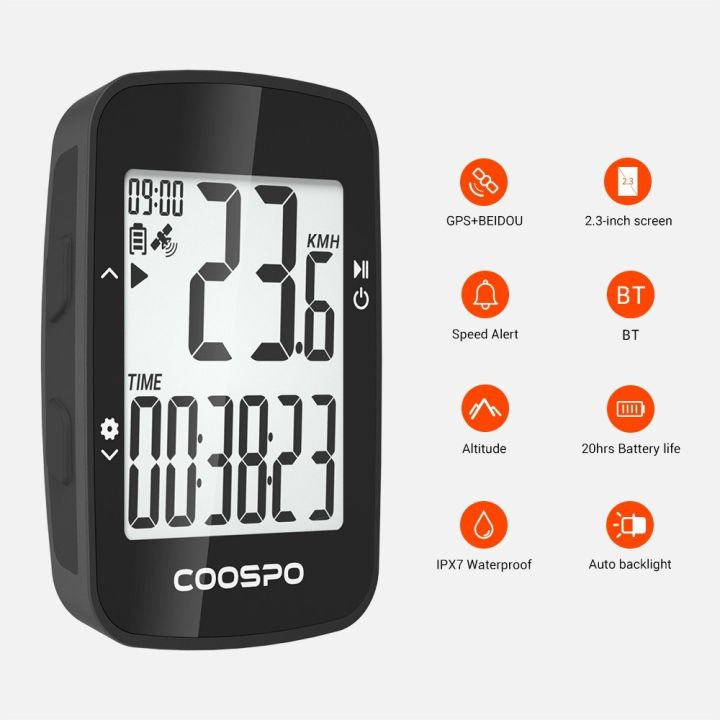 Coospo Bike GPS Computer Multifunctional Wireless Bicycle Computer with A-uto Backlight Waterproof Odometer Speedometer for Road Bike MTB