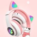 Cute Cat Ear Foldable Headphone With LED Light For Music Gaming And More. 