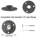 NCANRUI 1/2 Inches Malleable Cast Iron Pipe Flange, 1/2 Inches Black Pipe Threaded Pipe Nipples, 8 Pcs. 