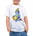 Binay Embroidery Krishna Printed White T-Shirt For Child. 