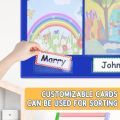 Lightweight Sturdy Horizontal Storage Pocket Chart Wall Mounted with 6 Clear Pockets Homework Storage Pocket Chart Durable 4 Hook Hole Hanging Wall File Organize Homeschool Use. 