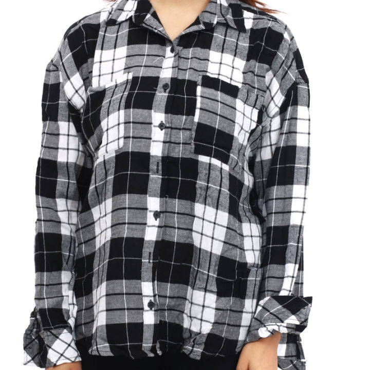 Black%20Cotton%20Full%20Sleeves%20Check%20Printed%20Shirt%20For%20Women%20-%20Image%204