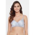 Clovia Padded Underwired Full Cup Geometric Print T-shirt Bra in Lilac. 