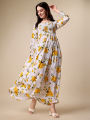 Fabdale Floral Printed Crepe Fit & Flare Maxi Dress | Elegant Casual Wear (SHTL-007). 