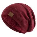 Casual Fur Lined Winter Beanie Cap Soft Windproof Slouchy Hat Thick Warm Cuffed Design Knitted Hats. 
