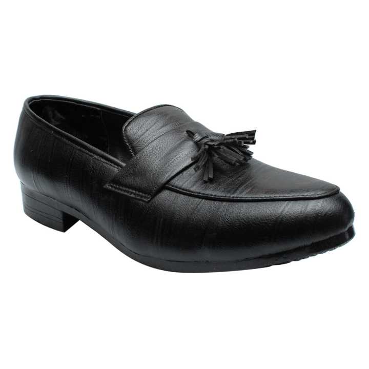 Black Leather Loafer Formal Shoes For Boys