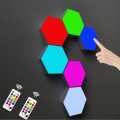 Pack of 2 Hexagon Lights 5 Inch Large Size Remote Control RGB 13 Colors Honeycomb Led Wall Lights DIY Modular Touch Lamp. 