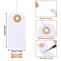 100 Pack Blank Tags with Elastic String Marking Hang Tags Attached Reinforced Hole Writable Blank Tags 2.75x1.37Inch. 