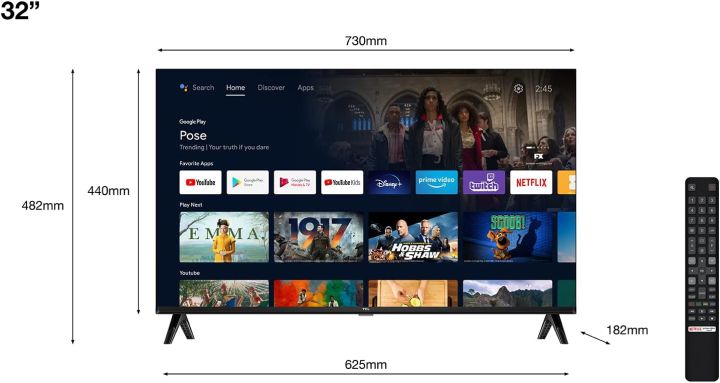 TCL%2032S5400AF%20Series%2032"%20Full%20HD%20Android%20TV%20with%20HDR%20and%20Micro%20Dimming,%20Compatible%20with%20Google%20Assistant,%20Chromecast%20and%20Google%20Home,%20Frameless%20Design%20-%20Image%202