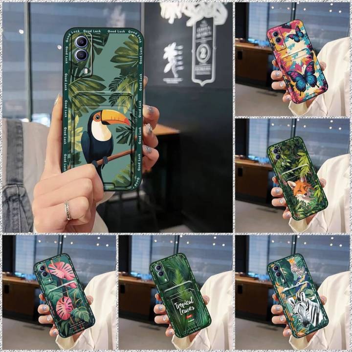 Waterproof Full wrap Phone Case For VIVO Y53S 5G/IQOO Z5X/T1X Cartoon Card bag Dirt-resistant protective Graffiti TPU