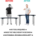 FORIDE Table Leg Extenders for Folding Tables Straight/Bent Leg, Leg Extensions, Heights Adjustable Risers - 4PCS. 