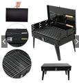 Portable Charcoal BBQ Grill with Adjustable Spatula and Cooking Accessories, Foldable Outdoor Griller for Camping, Picnic, and Travelling. 