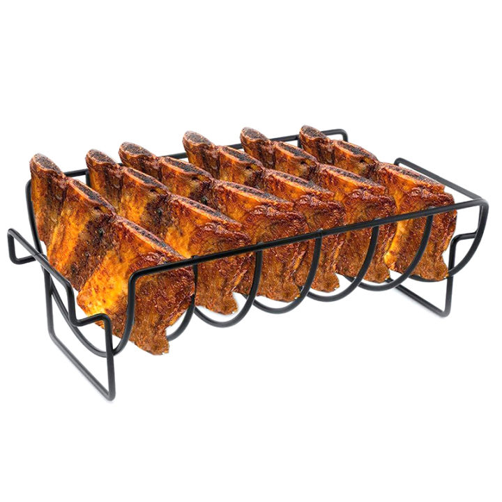 Non-Stick Rib Shelf Stand Barbecue Rib And Roast Rack Stainless Steel ...