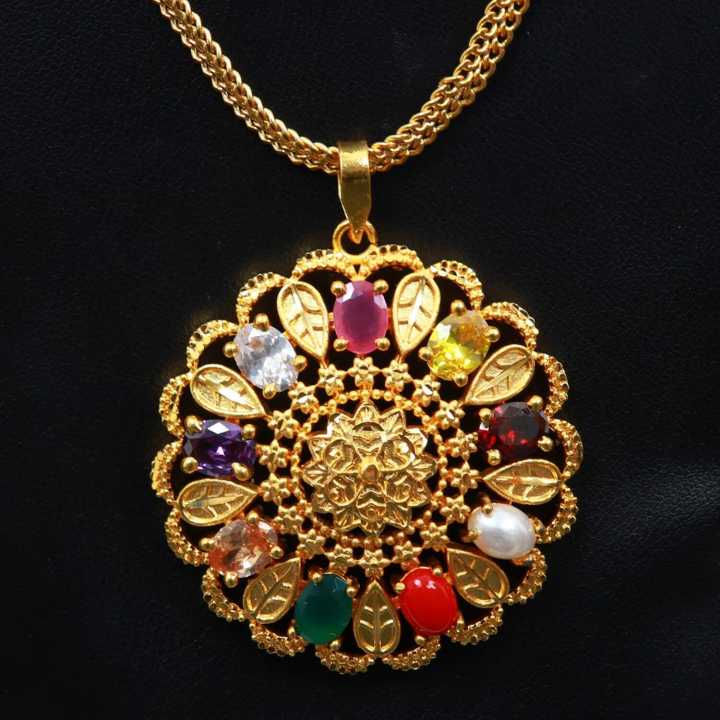 Gold%20Plated%20Sikri%20With%20Multicolor%20Stone%20Design%20Locket%20For%20Women%20Women%20-%20Image%203