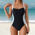 Women'S Ruched Swimsuit Flat Tummy Control Halter Adjustable Elegant Sports Monokini. 