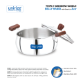 "Unirize Triply Wooden Handle Handi with Glass Lid 4 Liter". 