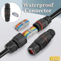 1Pc IP68 Electrical Waterproof Dustproof Connector Wire Cable 2/3 Pin Plug Straight Quick Push in Terminal Block Conductor Connector. 