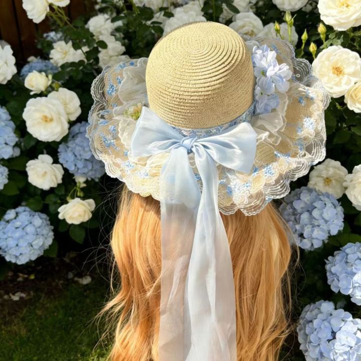 Lightweight%20Floral%20Design%20Woman's%20Straw%20Hat%20Breathable%20Sun%20Protection%20Cap%20UV%20Protection%20Elegant%20Women's%20Sun%20Visor%20Hats%20Summer%20Season%20-%20Image%208